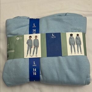 Blue Joggers with Elastic Waistband and Cuffed Ankles